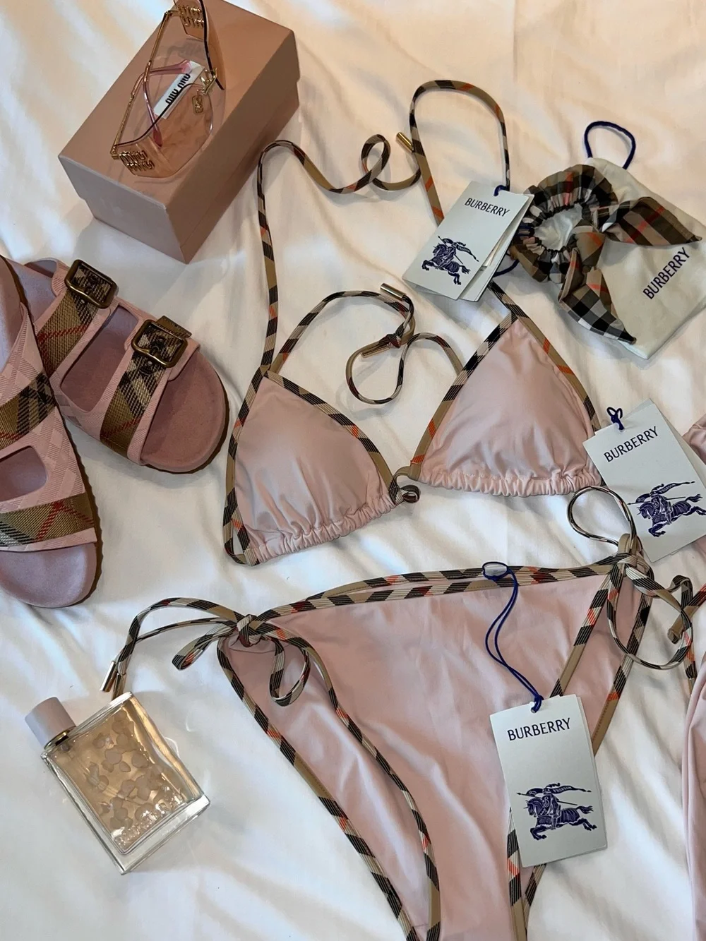 NEW COLLECTION* Burberry Pink Bikini with Signature Check Trim - Picture 1 of 3